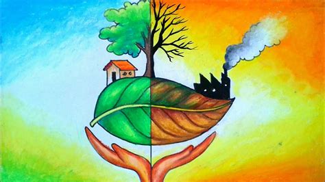 World Environment Day Drawing Save Nature Pollution Painting Earth Day Drawing Earth