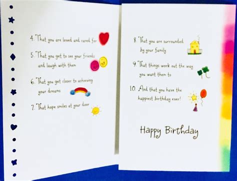10 Things For Your Birthday Greeting Card Bday Card Present T