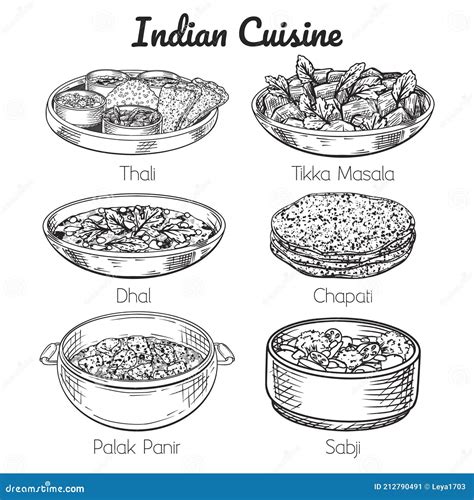 Set Of Indian Meals Thali Sabji Chapati Dhal Tikka Masala Hand