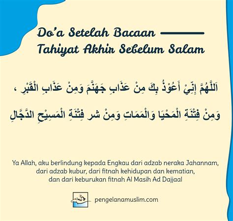 Ada beberapa doa yang boleh dibaca selepas tahiyyat akhir sebelum memberi salam dalam solat. Do'a Setelah Bacaan Tahiyat Akhir Sebelum Salam ...