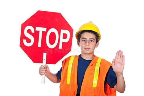 Boy Holding Stop Sign Stock Photo Image Of Safety Protective 20730310