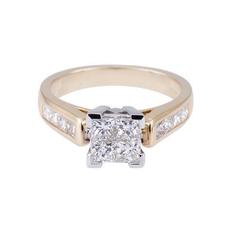 18ct Yellow Gold 125ct Diamond Cluster Ring