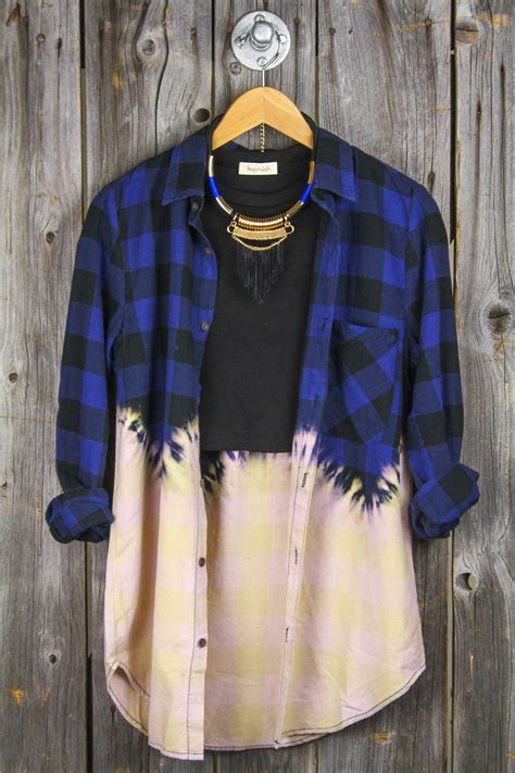 Bleach Dipped Flannel Bleached Flannel Shirt Upcycle Clothes T