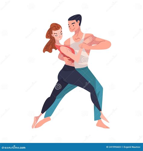 Dancing Couple Performing Dance At Choreography Class Vector Illustration Stock Vector