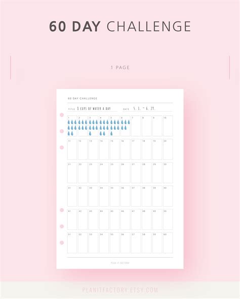 60 Day Challenge Tracker Printable Planner Page Minimalist Etsy
