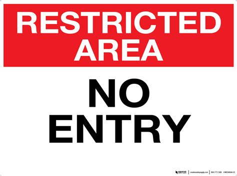 Restricted Area No Entry Wall Sign