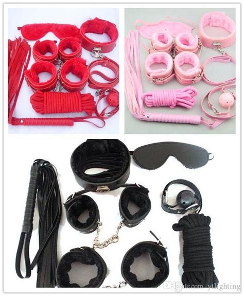 Sex Toy Bondage Kit Set Fetish Adult Game Bdsm Roleplay Handcuffs Whip Rope Blindfold Ball Gag