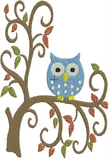 Owls In Trees Machine Embroidery Design Set Of By Embroiderquilt
