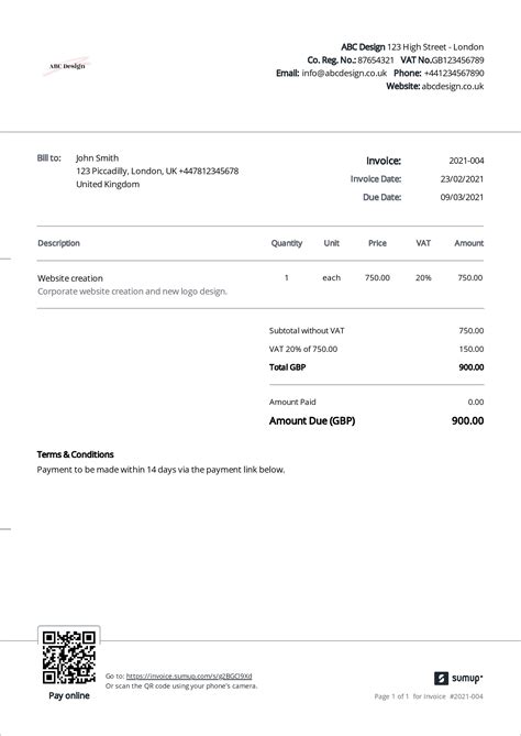 Business Invoice Template Uk