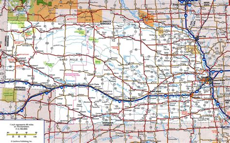 Nebraska Road Map With Distances Between Cities Highway Freeway State