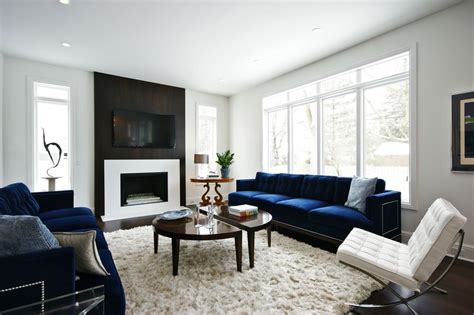 Royal Blue And Grey Living Room Ideas Lacquered Walls Contemporary