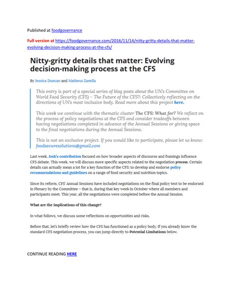Pdf Nitty Gritty Details That Matter Evolving Decision Making