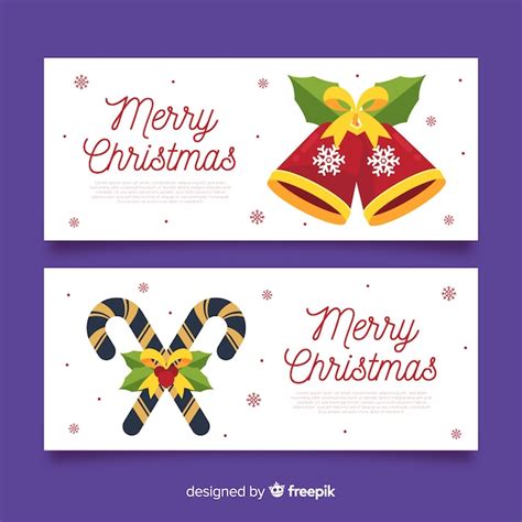 Banners De Navidad Decorativos Blancos Vector Gratis