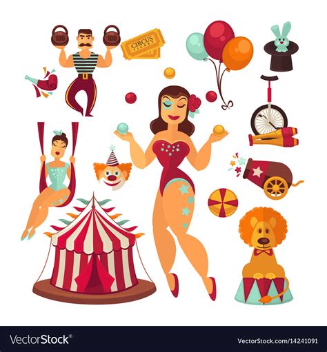 Circus Elements And Performers Isolated Royalty Free Vector