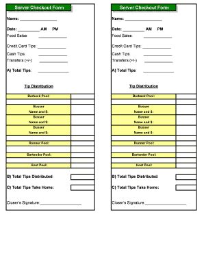 Restaurant Cash Out Sheet Template Form Fill Out And Sign Printable