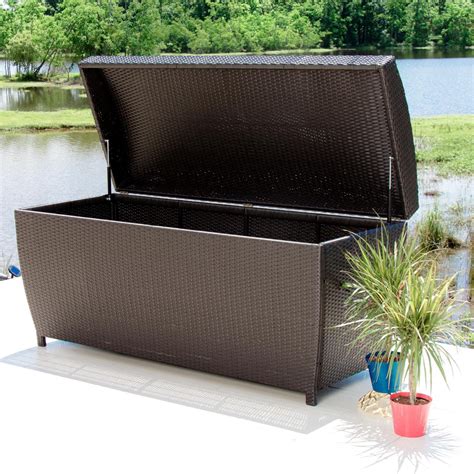 Extra Large Resin Wicker Outdoor Storage Chest 67 X 28 Espresso By