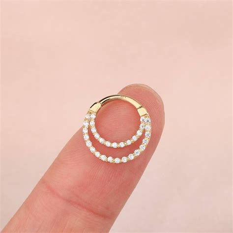 16g Double Hoop 14k Solid Gold Septum Ring Septum Piercing Jewelry Septum Jewelry Cute