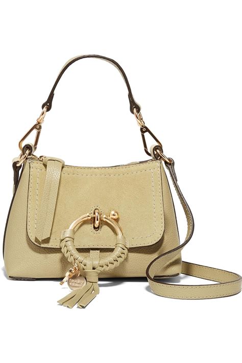 Hana Mini Textured Leather And Suede Shoulder Bag Natural See By