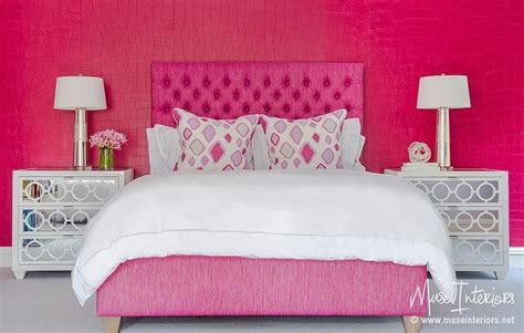 Hot Pink Girls Bedroom Boasts A Walls Clad In Hot Pink