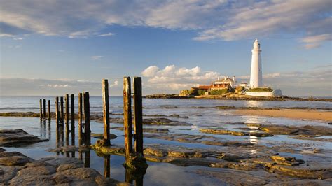 Sunrise England Lighthouses Bay Tyne Wallpapers Hd