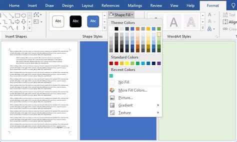 How To Change Page Color In Word 2016