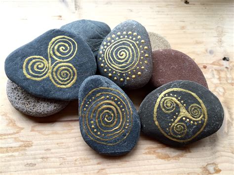 Hand Painted Celtic Stones Celtic Gold Stones Celtic
