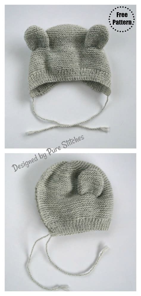 Handmade knit hat with beard for baby 12m. Bear Baby Hat Free Knitting Pattern