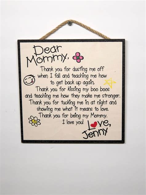 Personalized Dear Mommy Thank You Letter Wall Sign Letter From Child