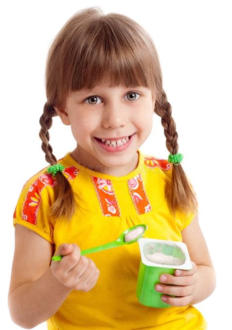 Child Eating Yogurt Stock Image Image Of Yogurt Camera 23864205