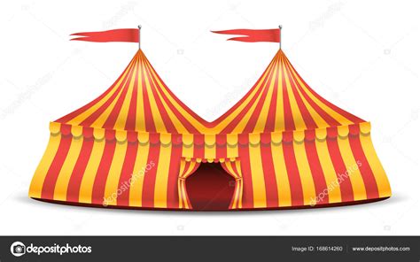 Realistic Circus Tent Vector Red And Yellow Stripes Cartoon Big Top