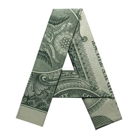 Money Origami Letter A Character Folded With Real One Dollar Bill