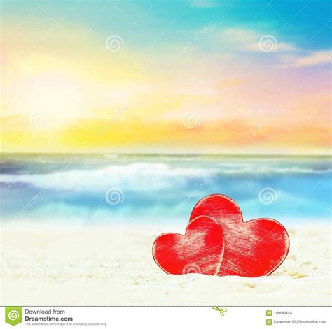 Two Hearts On The Summer Beach Stock Image Image Of Sign Concept