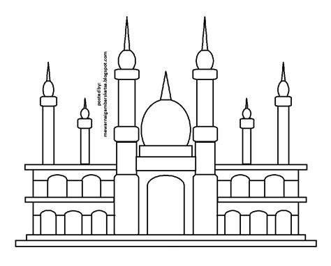 Sketsa Mewarnai Gambar Masjid Dunia Putra Putri