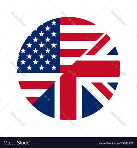 Usa Uk Flags Round English Language Icon Vector Image