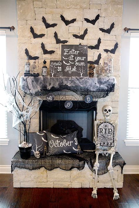 Spooky Halloween Mantel Decor Black And White Halloween Decor
