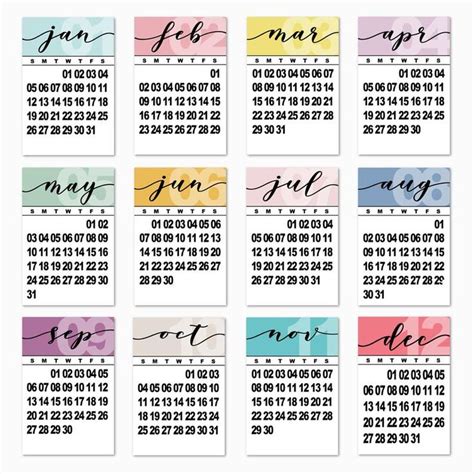 2020 Printable Desk Calendar 4x6 Cards Pdf Etsy Printable Desk