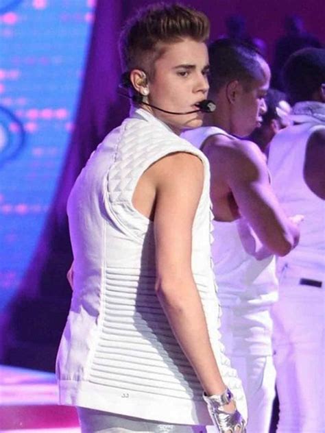 Justin Bieber Quilted White Leather Vest
