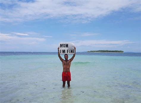 Guy Traveling The World Makes Sure Mom Knows Hes Fine In Every Photo