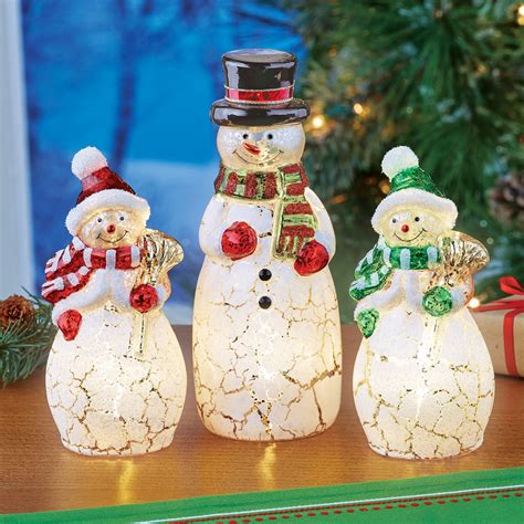 Set Of 3 Lighted Snowmen Collections Etc