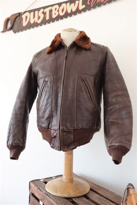 Vintage 1950s 50s Brown Horsehide Leather Jacket G 1 Style Talon Zipper
