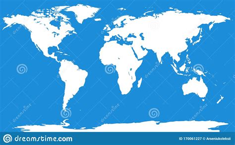 White World Map On A Blue Background Stock Vector Illustration Of