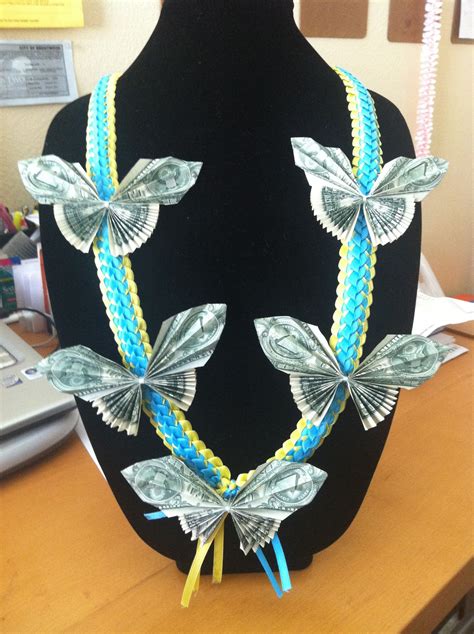 Double Deluxe Woven Ribbon Lei With Dollar Butterflies Makes A Great