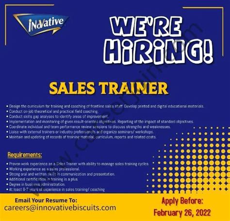 Innovative Biscuits Pvt Ltd Jobs Sales Trainer