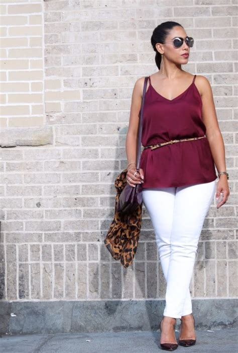 Rock Steady White Jeans And Burgundy Wine Tank This Season S Gold