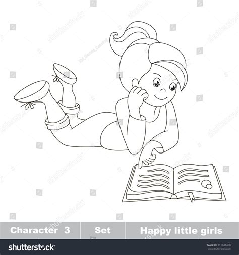 Vector Cartoon Little Cute Girl Lay Stock Vector 311441450