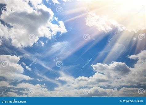 Clear Blue Sky With Sunshine Stock Photo Image Of Light Horizontal