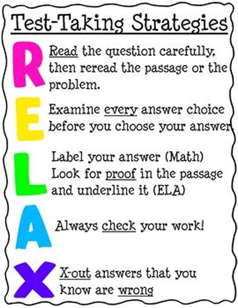 Test Taking Strategies Anchor Chart