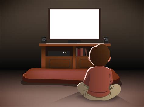 Illustration Of Boy Watching Television In The Dark Room 21432409