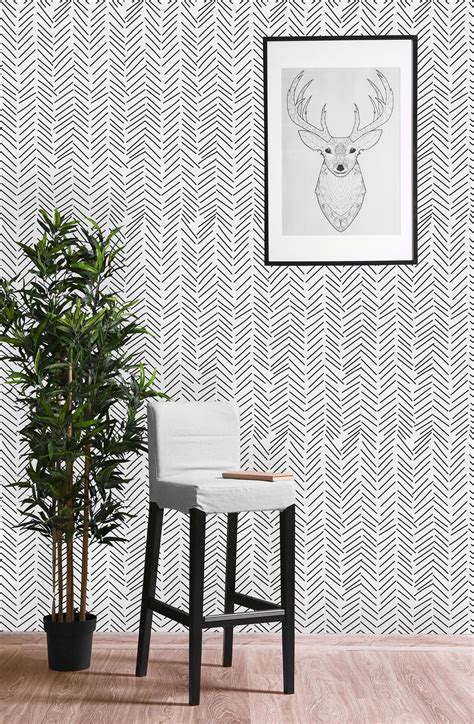 Black And White Geometric Sticks Removable Wallpaper Peel And Stick