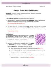 Access to all gizmo lesson materials, including answer keys. 885 - Cell Division Answer Key Vocabulary cell division centriole centromere chromatid chromatin ...